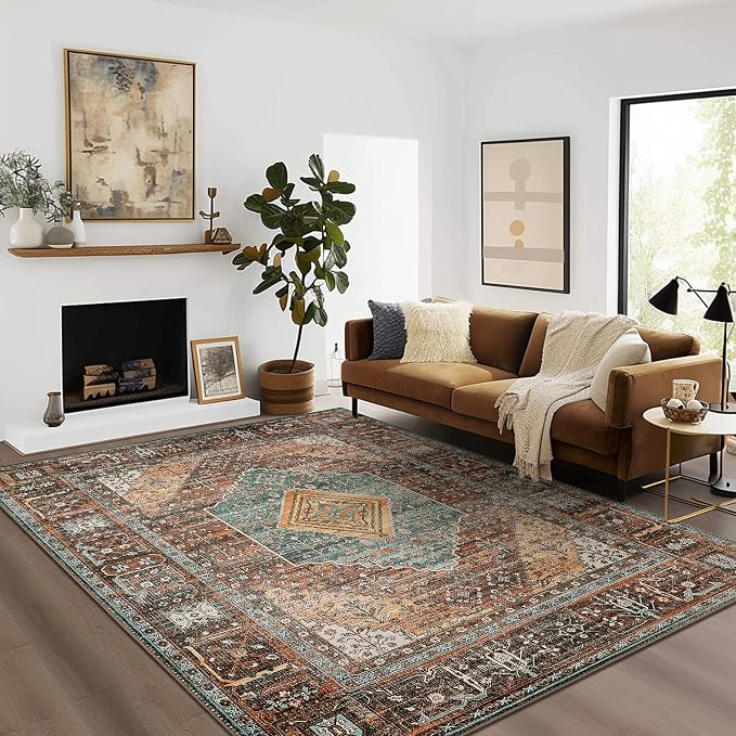 GENIMO 4x6 Area Rugs for Living Room, Machine Washable Rug, Non Slip Vintage - Image 2