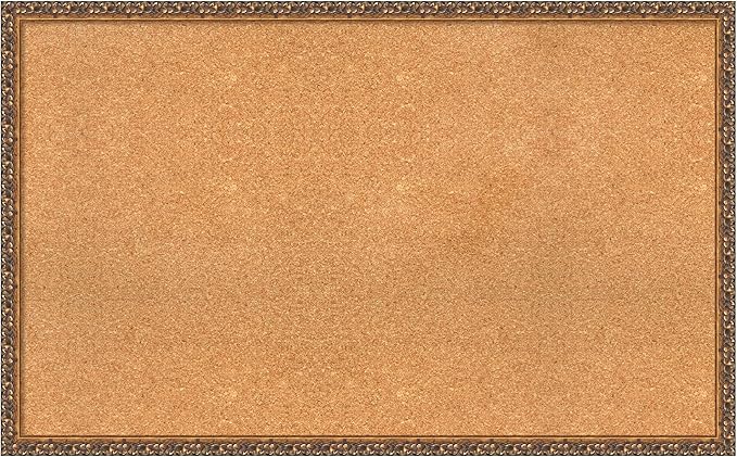 Amanti Art Natural Cork Board for Wall, 26x42 Vision Board with Bronze Frame, Large Corkboard Office Decor for Home Organization, Traditional Corkboard Pinboard to Display Items for Home Organization-DeskLoop Office