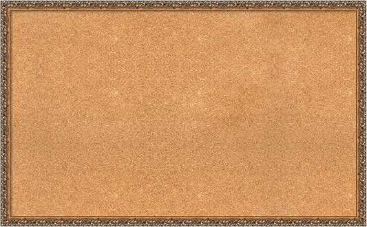 Amanti Art Natural Cork Board for Wall, 26x42 Vision Board with Bronze Frame, Large Corkboard Office Decor for Home Organization, Traditional Corkboard Pinboard to Display Items for Home Organization-DeskLoop Office