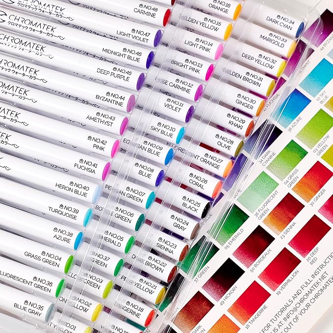 CHROMATEK 108 Watercolor Pens Set | Including 15 Page Pad & Online Video Tutorial Series | 5 Aquapens & 100 Unique Colors | Real Brush Pens | Easily Blendable, Vivid and Smooth-DeskLoop Office