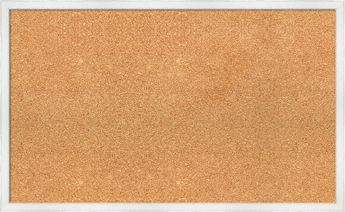 Amanti Art Natural Cork Board for Wall, 19x31 Vision Board with White Frame, Medium Corkboard Office Decor for Home Organization, Country Rustic Corkboard Pinboard to Display Items for Home-DeskLoop Office