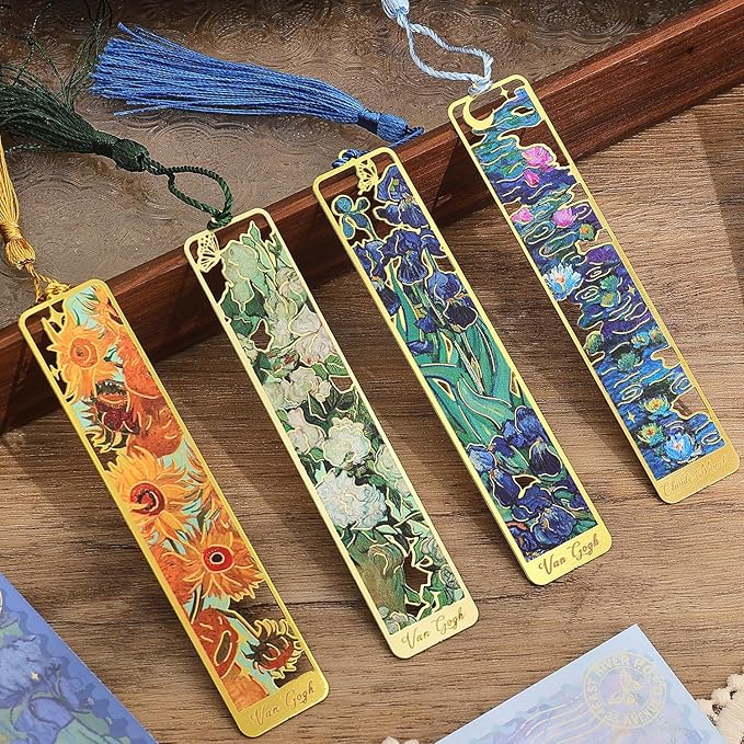 4 Pieces Metal Bookmarks with Tassel by emmoolife