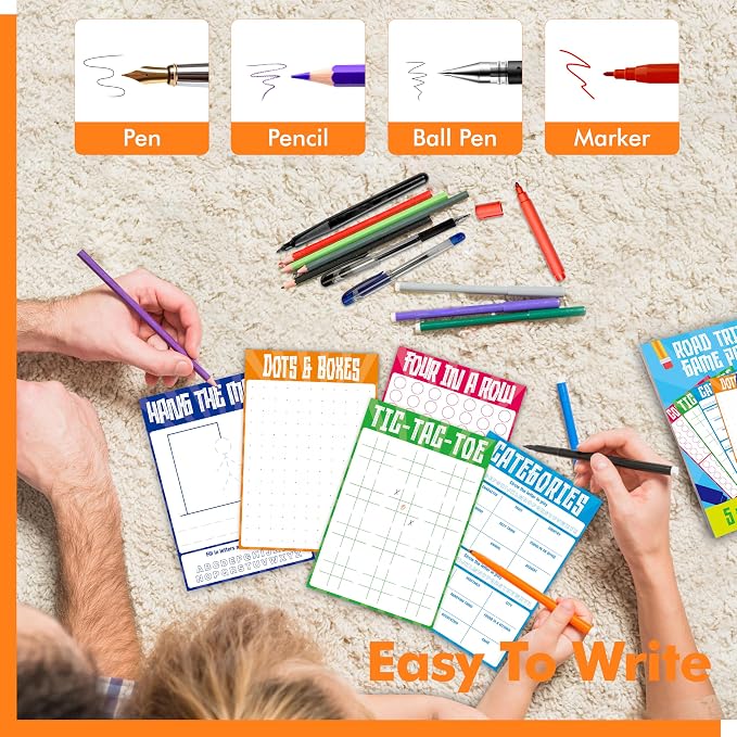 Gethelud Road Trip Game Pad, 80 Tear-Off Sheets 5 Classic Games in 1 Pad - Image 5