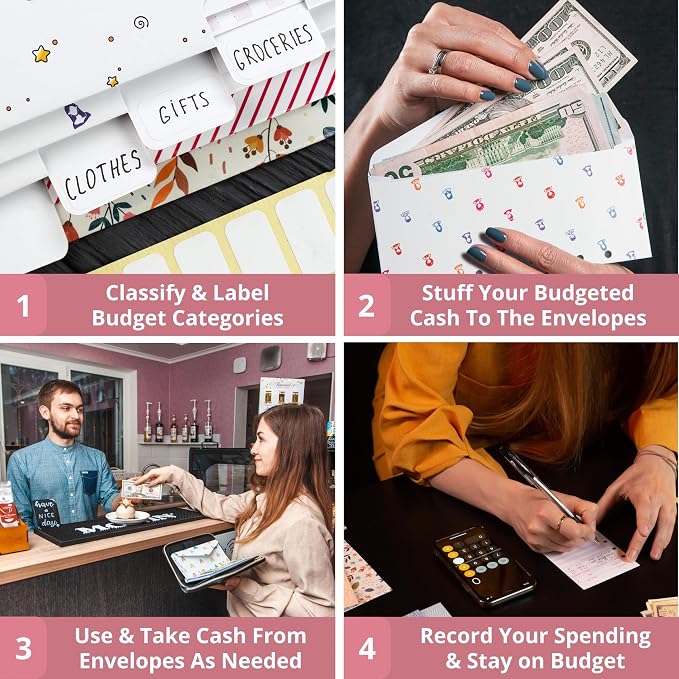 Three Way Cut Cash Envelope Wallet Rose Gold All in One Budget System RFID - Image 4