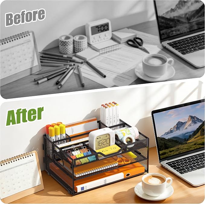 3 Tier Desk Orgnizers and Accessories, Metal Magazine File Holder - Image 4