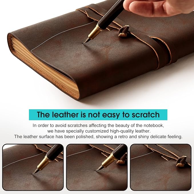 RILIHO Leather Journal Notepad, Small Notebook 4.8x6.5 Inches, Mini Journal - Image 7