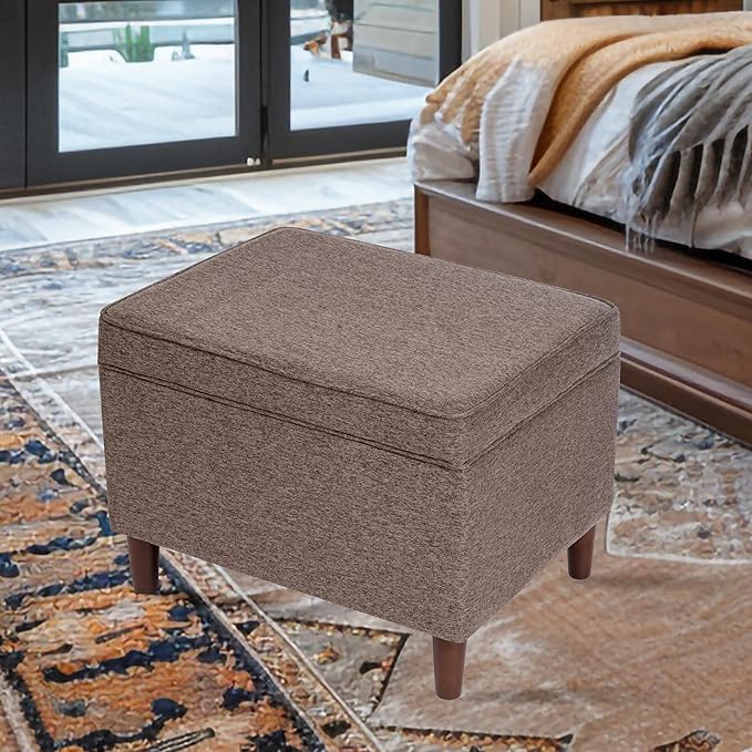 Home Decor | Dinah Collection Modern Storage Ottoman | Ottoman with Storage for Living Room & Bedroom (Chocalate Brown)-DeskLoop Office