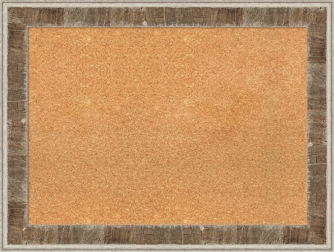 Amanti Art Natural Cork Board for Wall, 25x33 Vision Board with Brown Wood Frame, Medium Corkboard Office Decor for Home Organization, Rustic Farmhouse Corkboard Pinboard to display items for home-DeskLoop Office