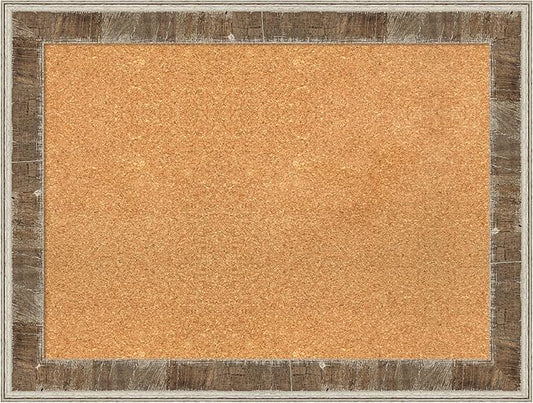 Amanti Art Natural Cork Board for Wall, 25x33 Vision Board with Brown Wood Frame, Medium Corkboard Office Decor for Home Organization, Rustic Farmhouse Corkboard Pinboard to display items for home-DeskLoop Office