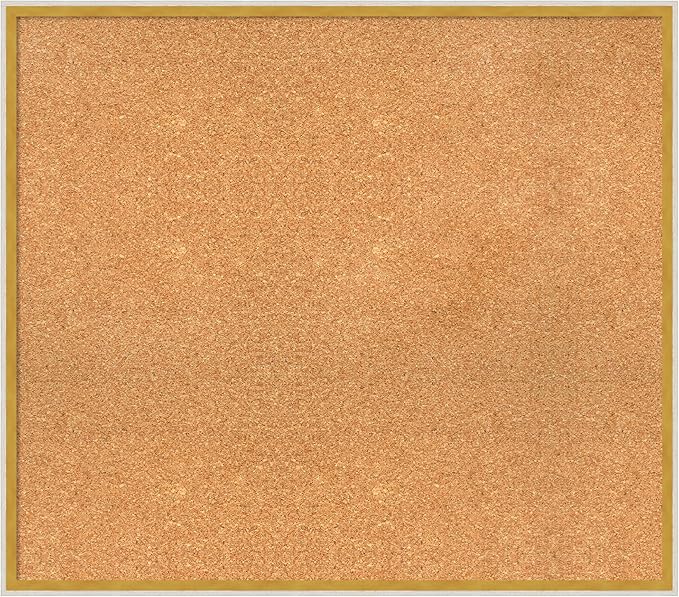 Amanti Art Natural Cork Board for Wall, 29x33 Vision Board with White Frame, Large Corkboard Office Decor for Home Organization, Modern Corkboard Pinboard to Display Items for Home Organization in-DeskLoop Office