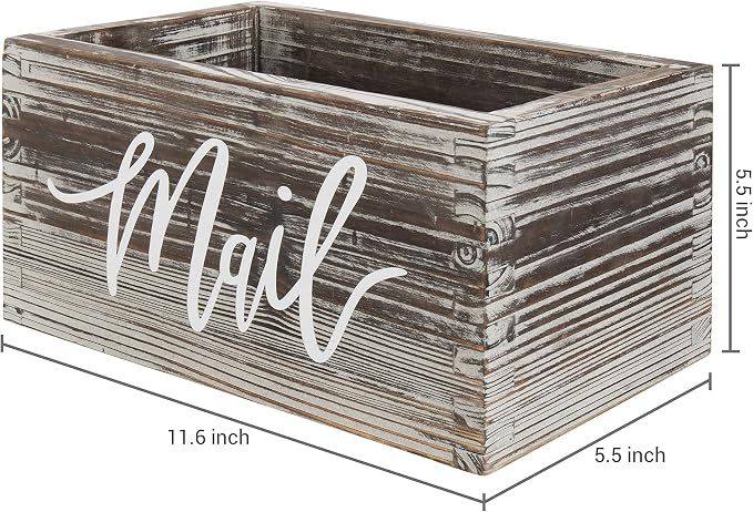 MyGift Mail Holder Storage Organizer Box Torched Wood - Image 4