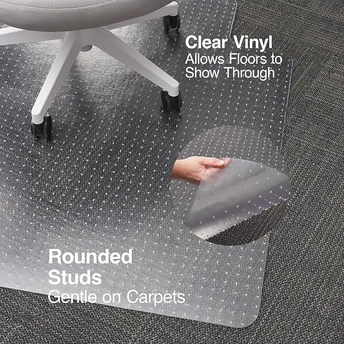 Staples Office Chair Mat, Flat-Pile Carpets, 60 x 46 Inch, Smooth Glide - Image 3