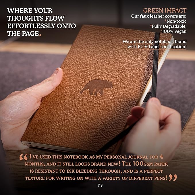 Dingbats A5 Wildlife Ruled Notebook Journal - Premium Vegan Leather Softcover Executive Journal for Women & Men - Work, Note Taking, Writing & Travel-DeskLoop Office