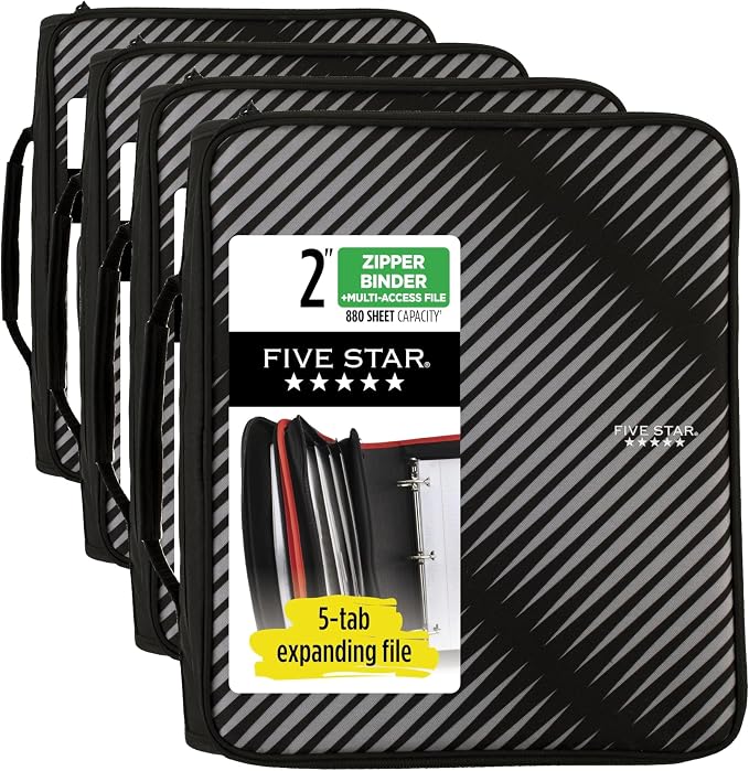 Five Star Zipper Binder, 2 Inch 3-Ring Binder by FiveStar