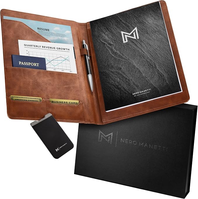 Nero Manetti - Leather Portfolio Folder - Business PU Leather Notepad Holder - Image 8
