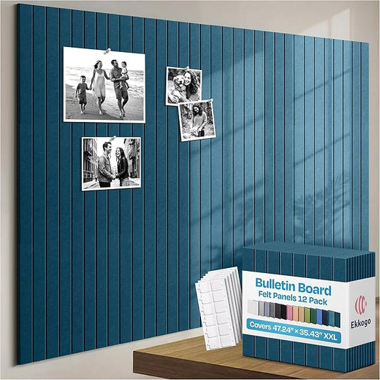 X-Large Cork Board Alternative 12-Pack Felt Bulletin Board Thick and Decorative by EkkogoAcousticPanels