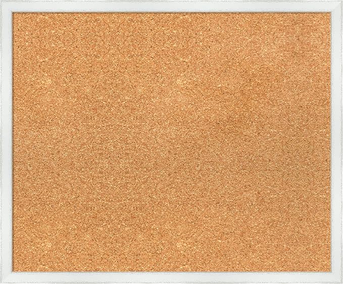 Amanti Art Natural Cork Board for Wall, 19x23 Vision Board with White Frame, Medium Corkboard Office Decor for Home Organization, Country Rustic Corkboard Pinboard to Display Items for Home-DeskLoop Office