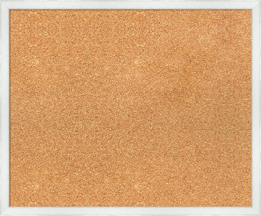 Amanti Art Natural Cork Board for Wall, 19x23 Vision Board with White Frame, Medium Corkboard Office Decor for Home Organization, Country Rustic Corkboard Pinboard to Display Items for Home-DeskLoop Office