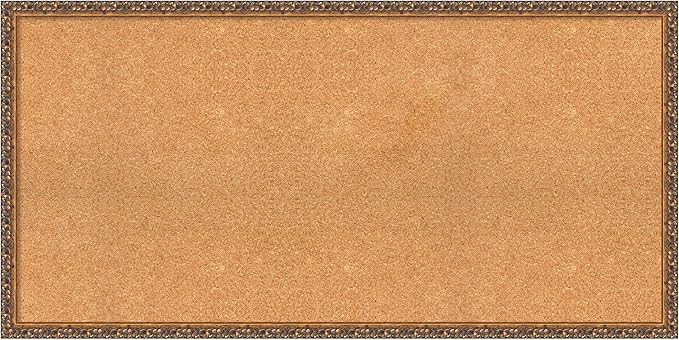 Amanti Art Natural Cork Board for Wall, 24x48 Vision Board with Bronze Frame, Oversize Corkboard Office Decor for Home Organization, Traditional Corkboard Pinboard to Display Items for Home-DeskLoop Office