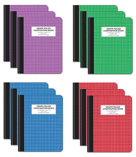 Better Office Products Quad Ruled Composition Book Notebook, 12 Pack, Hardcover by Unknown
