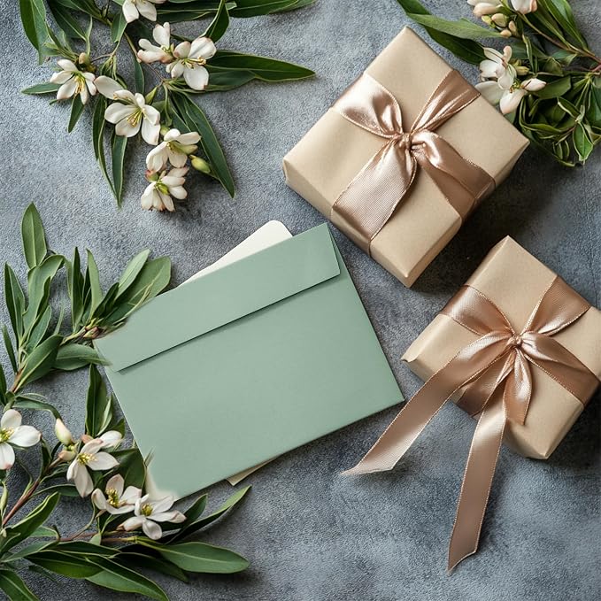 Slapaflife 50 Packs 5x7 Envelopes, Sage Green 5x7 Envelopes - Image 8