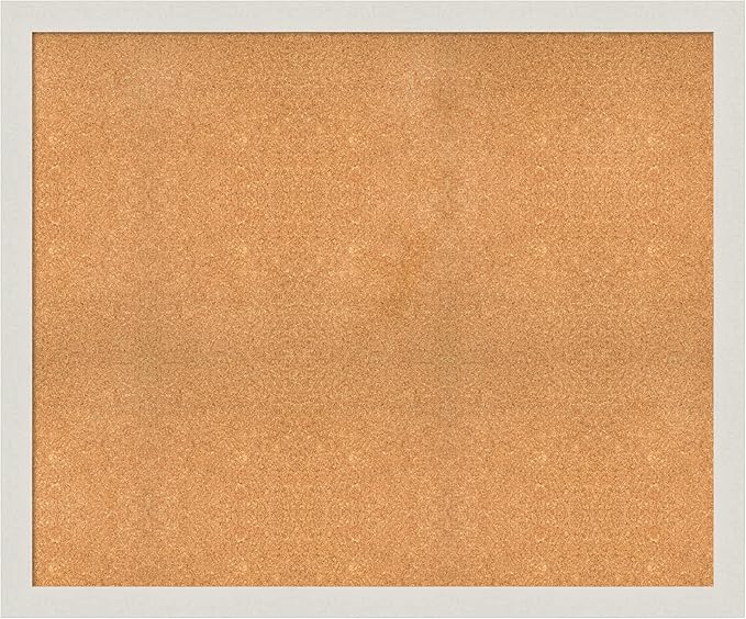 Amanti Art Natural Cork Board for Wall, 39x47 Vision Board with White Frame, Oversize Corkboard Office Decor for Home Organization, Country Rustic Corkboard Pinboard to Display Items for Home-DeskLoop Office