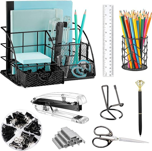 KAAKOW Black Desk Organizers and Accessories Office Supplies Set Stapler by KAAKOW
