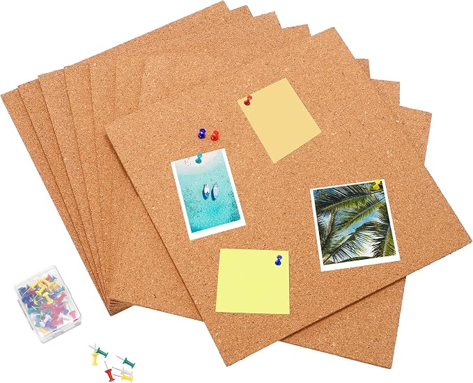 SUNGIFT Cork Board 12"x12" -12 Pack Bulletin Boards 1/4" Thick Square - Image 4