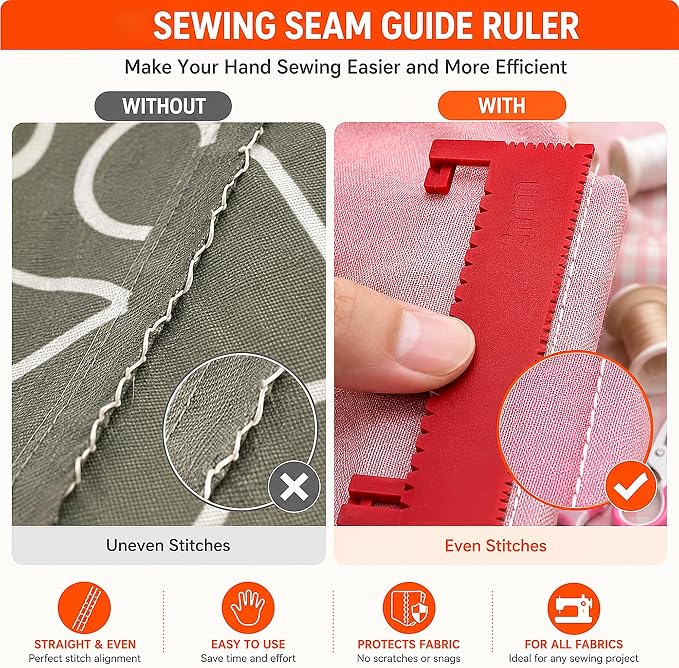 44Pcs Clip-On Sewing Ruler Seam Guide & Needle Kit | Great - Image 4
