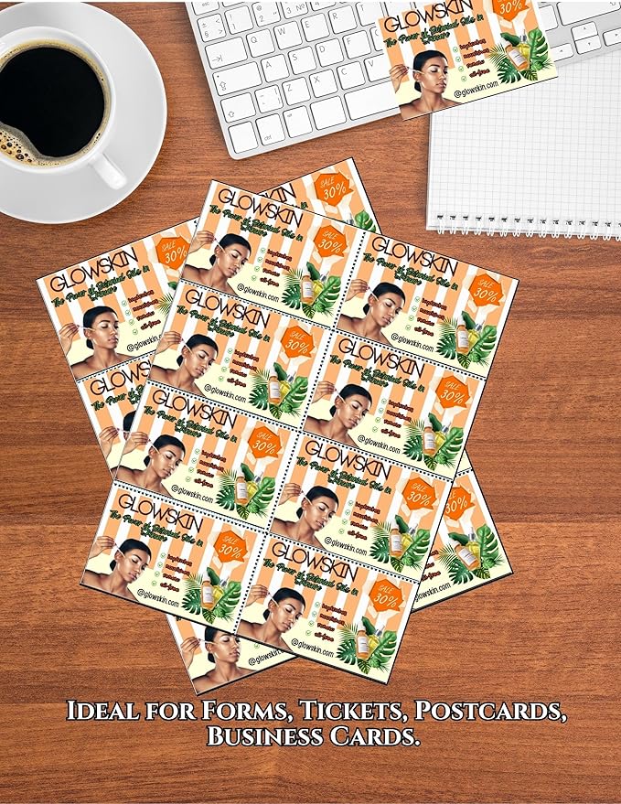 Limited Papers (TM) 8.5x11 Perforated Paper, 20/50 Pound, 75 GSM, Variety of Perforation Sizes and Colors, for Forms, Tickets, Postcards, Business Cards. (Peach, 8 up)