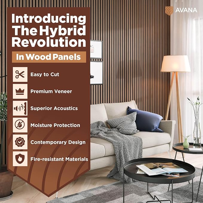 Avana Acoustic Wood Wall Panels – 94.4 x 12.6 Inch Smoke Walnut Acoustic Panels - Image 2