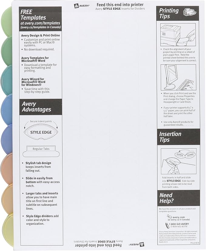 Avery Insertable Style Edge Plastic Dividers - Image 2