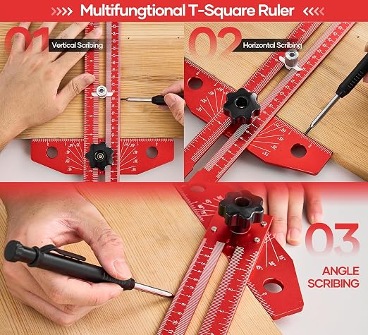 Saker Woodworking Scriber Marking Line Ruler, Adjustable Aluminum Alloy Sliding - Image 4