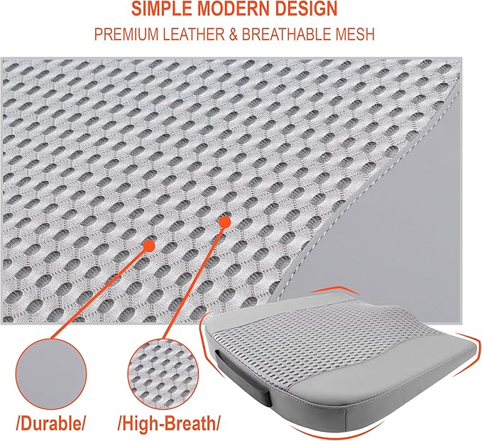 Car Seat Cushion, Comfort Memory Foam Car Cushions for Driving - Sciatica & Lower Back Pain Relief, Driver Seat Pillow for Auto, Office Chair, Wheelchair - 4D Mesh Gray-DeskLoop Office