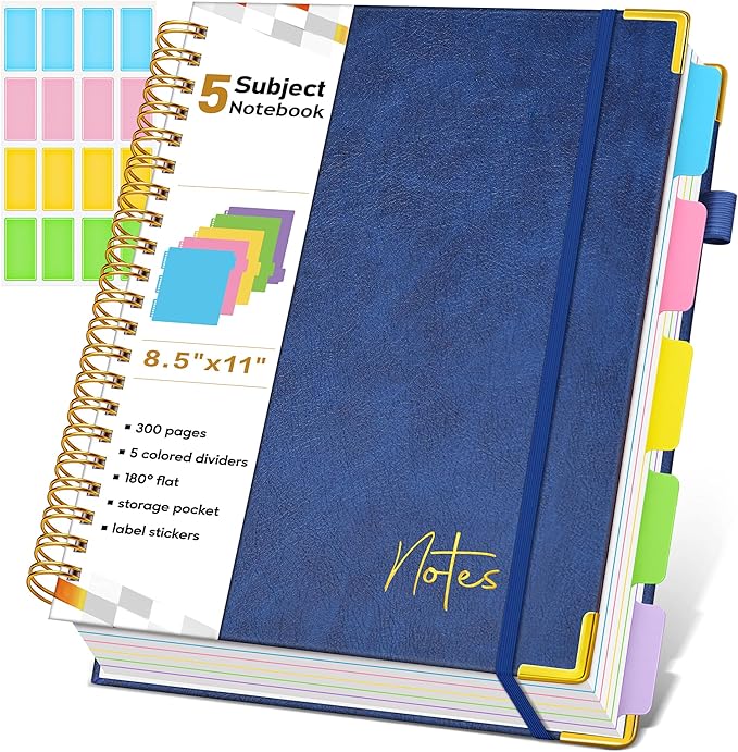 Spiral Notebook Journal with Removable Dividers Tabs, 300 Pages Hardcover by Unknown