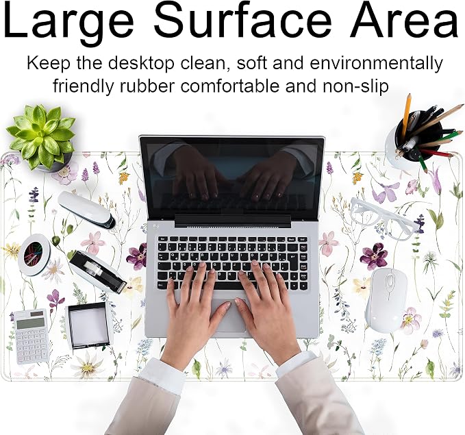 Cute Flower Mouse Pad Aesthetic Desk Mat Plants Large Extended Gaming Mousepad - Image 4