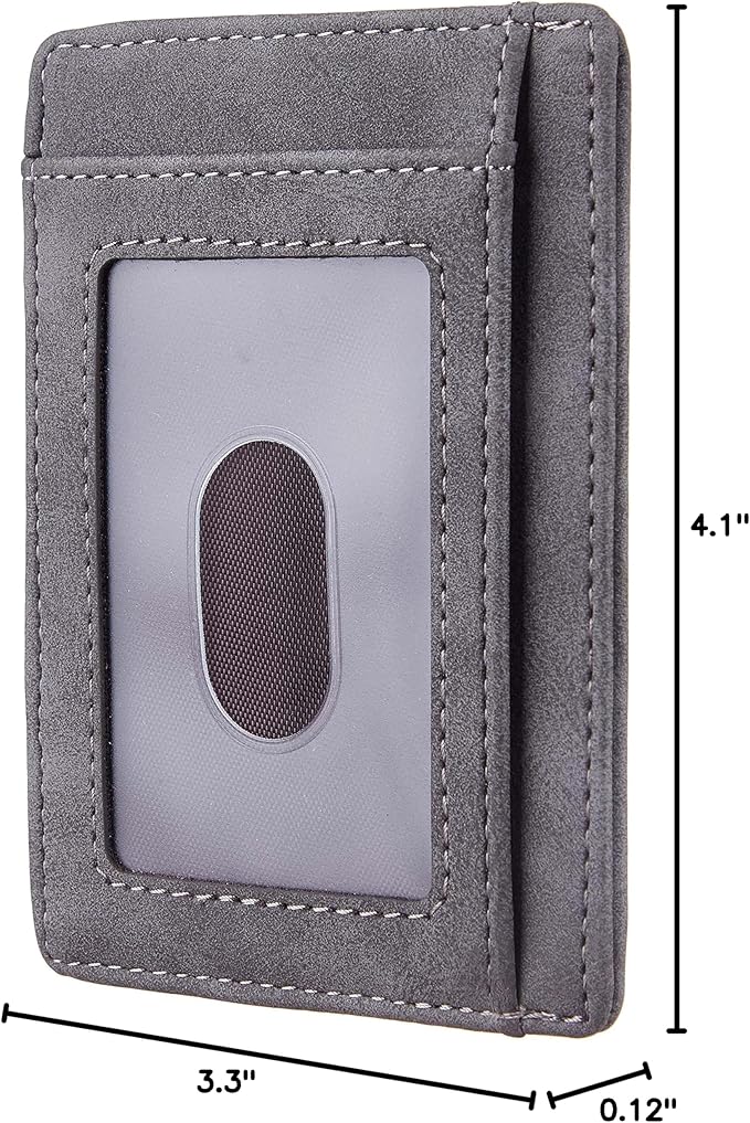 Travelambo Slim Wallet Front Pocket Minimalist Leather RFID Blocking Medium Size - Image 5