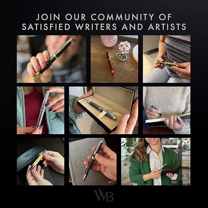 Wordsworth & Black Majesti Fountain Pen-(Green), Luxury Case, 24K Gold Finish; 18K Gilded Medium Nib- Ink Cartridges, Refillable Ink Converter-Calligraphy Pen-Best Business Gift Set for Men & Women