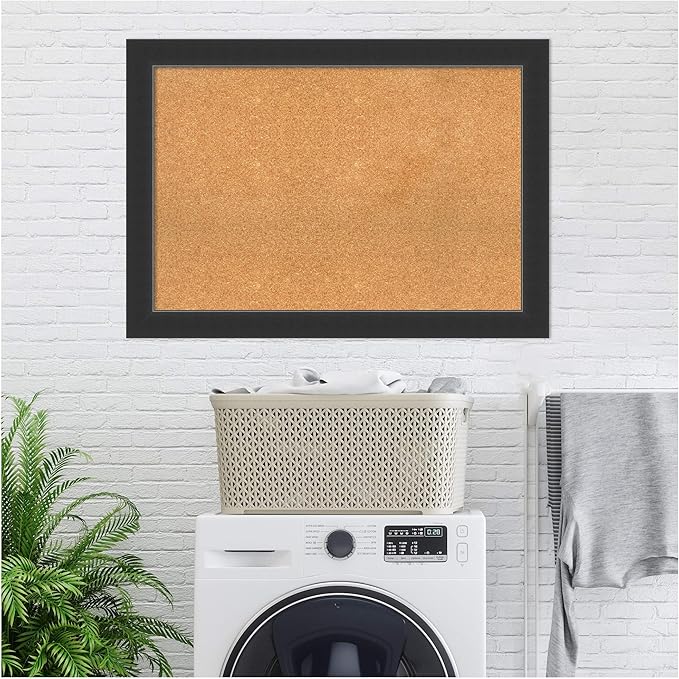 Amanti Art Natural Cork Board for Wall, 29x41 Vision Board with Black Wood Frame, Large Corkboard Office Decor for Home Organization, Modern Contemporary Corkboard Pinboard to display items for home-DeskLoop Office