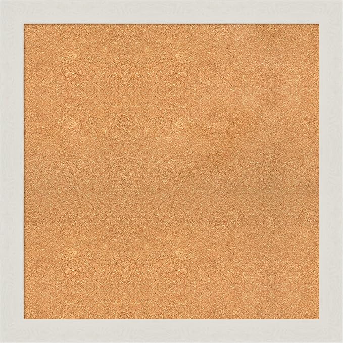 Amanti Art Natural Cork Board for Wall, 29x29 Vision Board with White Frame, Large Corkboard Office Decor for Home Organization, Country Rustic Corkboard Pinboard to Display Items for Home-DeskLoop Office