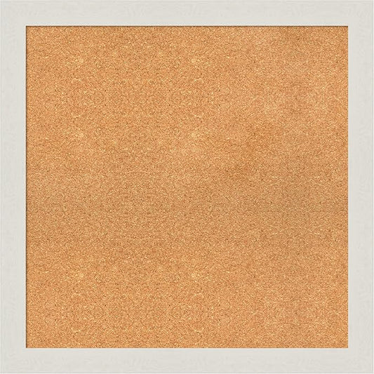 Amanti Art Natural Cork Board for Wall, 29x29 Vision Board with White Frame, Large Corkboard Office Decor for Home Organization, Country Rustic Corkboard Pinboard to Display Items for Home-DeskLoop Office