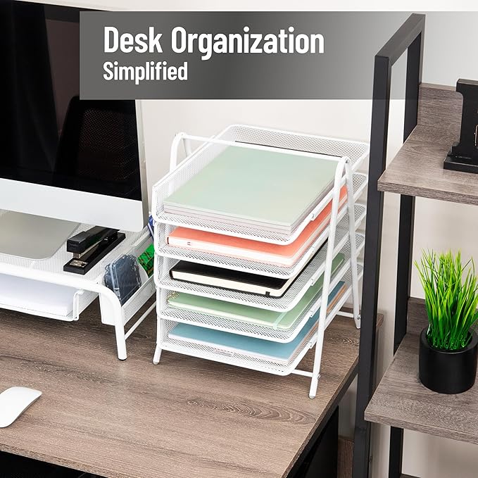 Mind Reader 5-Tier Paper Tray Organizer, Metal Mesh - Image 2