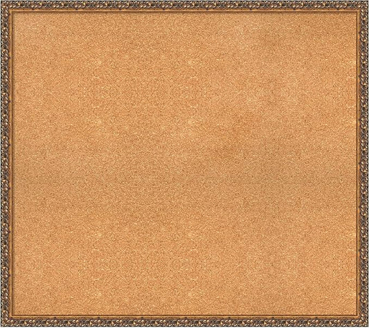 Amanti Art Natural Cork Board for Wall, 32x36 Vision Board with Bronze Frame, Large Corkboard Office Decor for Home Organization, Traditional Corkboard Pinboard to Display Items for Home Organization-DeskLoop Office