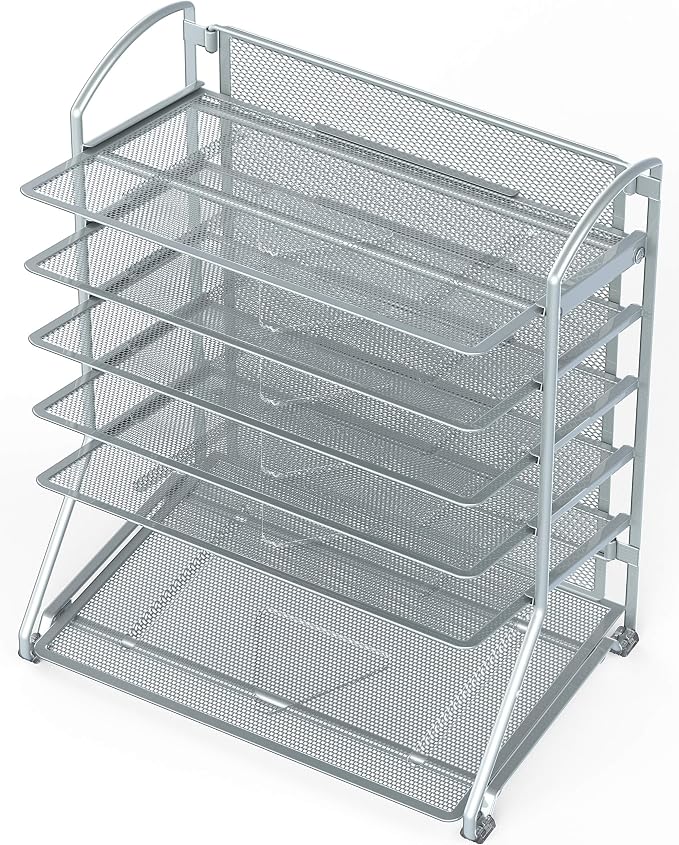 Simple Houseware 6-Tier Sliding File Organizer, Desk Letter Tray - Image 3