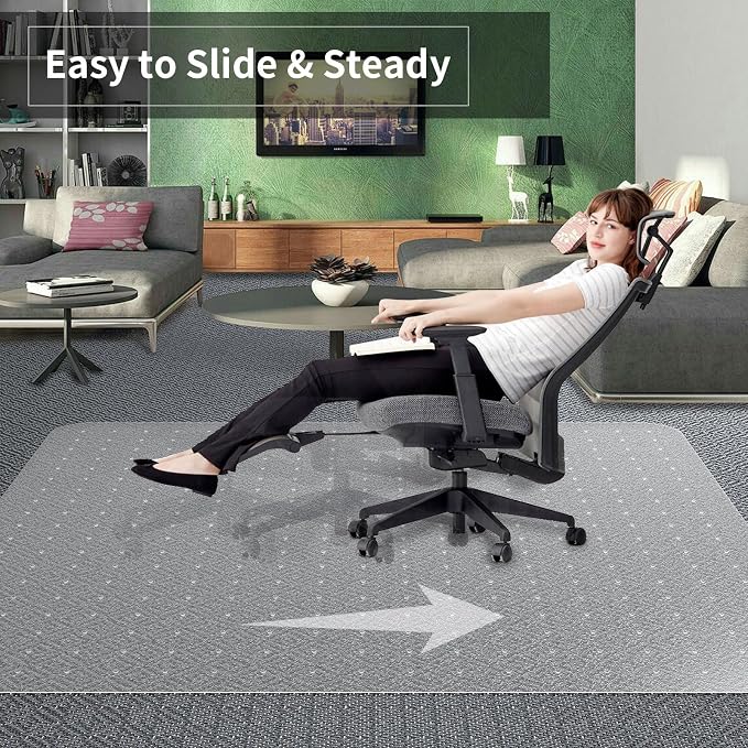 Office Chair Mat for Carpeted Floor, Easy Glide Rolling Plastic Floor Mat - Image 3
