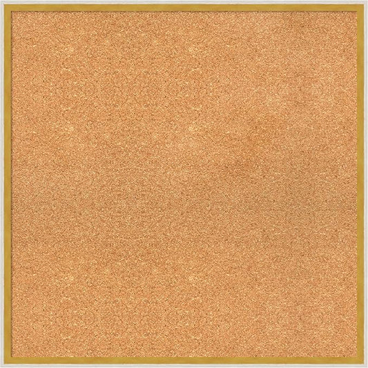 Amanti Art Natural Cork Board for Wall, 27x27 Vision Board with White Frame, Large Corkboard Office Decor for Home Organization, Modern Corkboard Pinboard to Display Items for Home Organization in-DeskLoop Office
