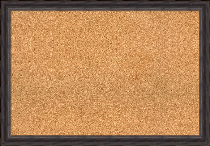 Amanti Art Natural Cork Board for Wall, 27x39 Vision Board with Brown Wood Frame, Large Corkboard Office Decor for Home Organization, Rustic Farmhouse Corkboard Pinboard to display items for home-DeskLoop Office