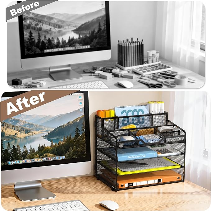 Docnest 4 Tier Mesh Desk Organizer, Stationery - Image 2