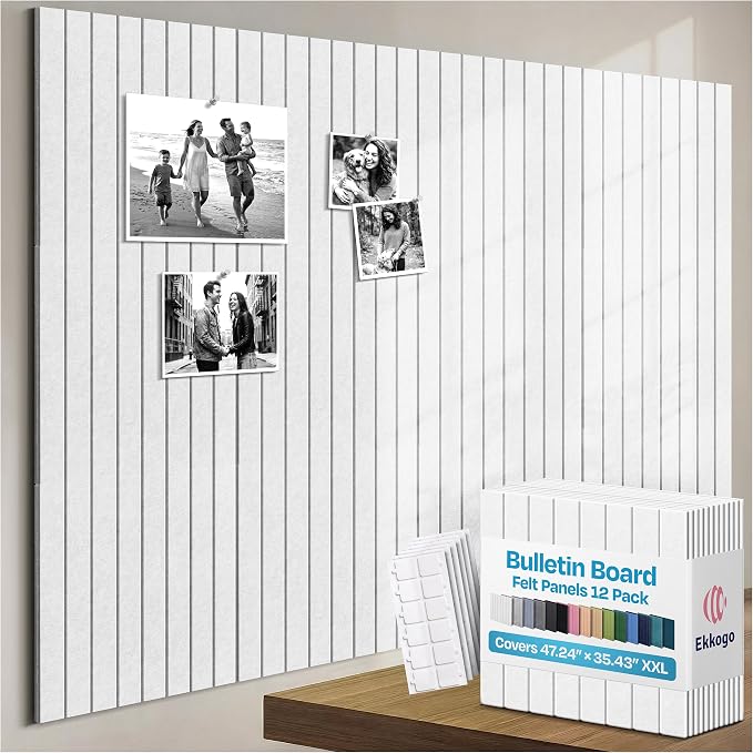 X-Large Cork Board Alternative 12-Pack Felt Bulletin Board Thick and Decorative by EkkogoAcousticPanels
