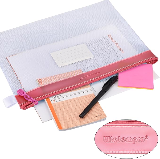 Zipper Pouch, Wisdompro 4 Packs Durable Letter Size Waterproof Mesh File Bag - Image 2